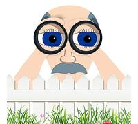 Funny Outdoor Signs - Lovely Old Man and Lady Fence Decoration | Garden Fence Sign Ornament, Peeking Binocular Spying Fence Peeker Yard Art Decor Zorq