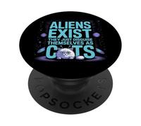 Funny Outer Space Cat - Aliens Exist Disguised as Cats PopSockets Adhesive PopGrip