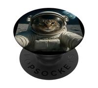 Funny Outer Space Cat Astronaut Meme Planet PopSockets Adhesive PopGrip