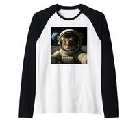 Funny Outer Space Cat Astronaut Meme Planet Raglan Baseball Tee