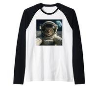Funny Outer Space Cat Astronaut Meme Planet Raglan Baseball Tee