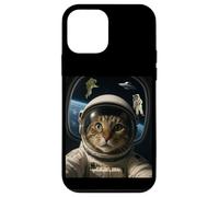 Funny Outer Space Cat with UFO and Astronauts Meme Case for iPhone 12 mini