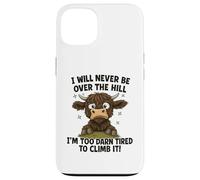Funny Over the Hill Tired Highland Cow Humor Case for iPhone 13