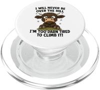 Funny Over the Hill Tired Highland Cow Humor PopSockets PopGrip for MagSafe