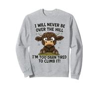 Funny Over the Hill Tired Highland Cow Humor Sweatshirt