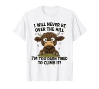 Funny Over the Hill Tired Highland Cow Humor T-Shirt
