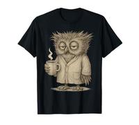 Funny Owl & Coffee Design - “Coffee First” Sleepy Bird T-Shirt