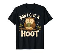Funny Owl Coffee Don't Give A Hoot Pun Value Graphic T-Shirt, Men, Black, S