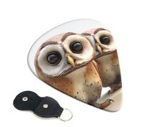 Funny Owl Guitar Picks 6-Pack - Pick Set (0.46mm / 0.71mm / 0.96mm) Suitable For Guitar And Ukulele Playing