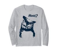 Funny Owl “Hoot?” Quirky Owl Illustration Bird Lovers Long Sleeve T-Shirt