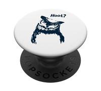Funny Owl “Hoot?” Quirky Owl Illustration Bird Lovers PopSockets Adhesive PopGrip