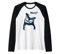 Funny Owl “Hoot?” Quirky Owl Illustration Bird Lovers Raglan Baseball Tee