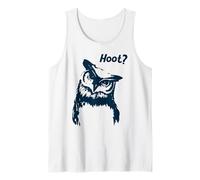 Funny Owl “Hoot?” Quirky Owl Illustration Bird Lovers Tank Top