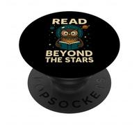 Funny Owl Reading Space Cosmic Book PopSockets Adhesive PopGrip