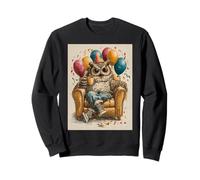 Funny Owl Retro Birthday Themed Sitting on Sofa Sweatshirt