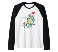 Funny Owl Santa Claus Hat Christmas Holiday Birder Bird Meme Raglan Baseball Tee