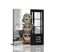 Funny Owl Wall Art - Black And White Owl Pictures, Modern Bathroom Sign, Canvas Prints, Paintings, Framed Artwork - 16"x20"