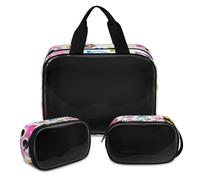 Funny Owls Colorful Makeup Bag for Women Men, Animals Owls Translucent Cosmetic Bag Wash Pouch Shower Bag 3 Pcs Travel Toiletry Toiletries Cosmetic Organizer
