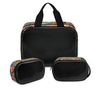 Funny Owls Makeup Bag for Women Men, Owls Birds Translucent Cosmetic Bag Wash Pouch Shower Bag 3 Pcs Travel Toiletry Toiletries Cosmetic Organizer