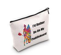 Funny Paddle Board Cosmetic Bag - I'd Rather Be On My Paddleboard Makeup Zipper Bag - Paddleboard Lover Gift