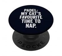 Funny Padel T-Shirt UK Padel My Cat's Favourite Time to Nap PopSockets Adhesive PopGrip