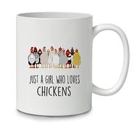 Funny Painted Just a Girl Who Loves Chickens 11oz Coffee Mug Ceramic Cup,Double Side Printed,Chicken Themed Mug Gifts For The Chicken Lover Owner Teen Girl Girls