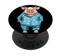 Funny Pajama Pig Ready for Dreamland Outfit PopSockets Adhesive PopGrip