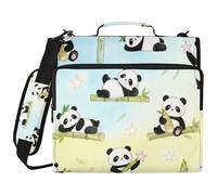 Funny Panda and bamboos 3 Ringing 1.5 inch Binder with Zipper with Strap Laege Capacity Portable Home Travel Storage Bag for Middle School
