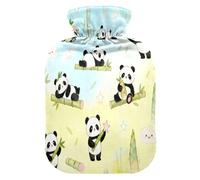 Funny Panda and bamboos Water Bottle for hot Water with Soft Cover, 1L Water Bag for Neck and Shoulder Pain Relief,Neck and Shoulder Pain Relief,bolsas de agua Caliente para Dolores