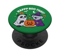 Funny Panda and Koala Bear celebrating Halloween Birthday PopSockets Adhesive PopGrip