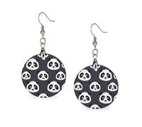 Funny Panda Face Round Wooden Earrings Boho Drop Pendant Fashion Gifts for Women