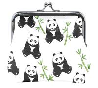 Funny Panda Faces Personalized Leather Coin Purse for Women Cute Buckle Kiss Lock Coin Change Pouch Wallet, Funny Panda Faces, Classic