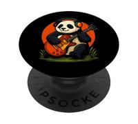 Funny Panda Guitar Music Lover Rock Design PopSockets Adhesive PopGrip