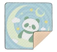 Funny Panda Moon Baby Blue Cute Foldable Thick Play mat for Baby for Floor One-Piece Foldable Travel Play Mat for Baby Kids Toddlers Infants, 50'' x 50''alfombras para jugar