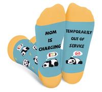 Funny Panda Socks for Mom Women-MOM IS CHARGING Fun Novelty Cool Cute Crazy Socks-Mothers Day Valentines Birthday Gag Unique Joke Gifts Ideas for New Mom Pregnant Wife-Christmas Stocking Fillers