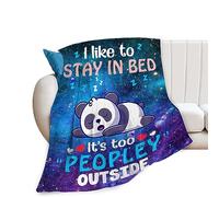 Funny Panda Throw Blanket I Like to Stay in Bed Its Too Peopley Outside Panda Blanket Gifts for Boys Girls Baby Kids Adults Ultra Soft Cozy Warm Plush Fleece All Season Blanket Decor 40''X50''