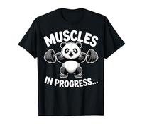 Funny Panda Weightlifting Muscles in Progress Gym Humor T-Shirt