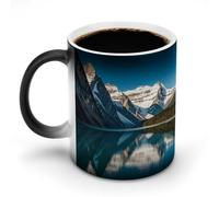Funny Panorama of The Lake Louise Mountains Color Changing Mug 11 Oz Heat Sensitive Ceramic Coffee Mugs with Hidden Design Temperature Changing Mug, Novelty Magic Cup Gift for Coffee Lover
