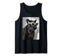 Funny Panther with Hearts Sunglasses Cute Feline Animal Meme Tank Top