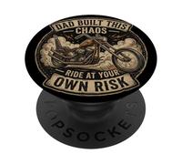 Funny Papa Motorcycle Rider Dad Biker Gift Built This Chaos PopSockets Adhesive PopGrip