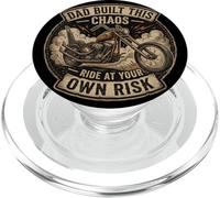 Funny Papa Motorcycle Rider Dad Biker Gift Built This Chaos PopSockets PopGrip for MagSafe