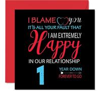 Funny Paper Anniversary Card for Husband Wife - Your Fault I'm Extremely Happy - Happy 1st Wedding Anniversary Card for Partner, 145mm Greeting Cards Anniversaries