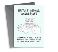 Funny Paper Wedding Anniversary Card - 1 Year - Toilet Roll - Celebrating A Whole Year Of Marriage And Lovingly Putting Up With Each Others Sheet