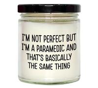 Funny Paramedic Candle Gifts | I'm Not Perfect But I'm A Paramedic and That's Basically The Same Thing | 9oz Vanilla Soy Candle | Mother's Day Unique Gifts for Paramedics