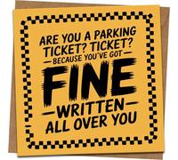 Funny Parking Ticket Pun Greeting Card - Because You’ve Got Fine Written All Over You - 145mm x 145mm - Blank Inside - Kraft Envelope Included - Birthday, Anniversary, Valentine, Flirty