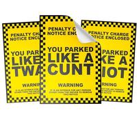 Funny Parking Ticket Stickers | C*UNT, TWAT & Idiot - A6 Size | Prank “Penalty Charge Notice” PNC Joke Adhesive Stickers (1, TWAT)