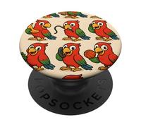 Funny Parrot Cartoon Meme Mischief Animal Humor Art PopSockets Adhesive PopGrip
