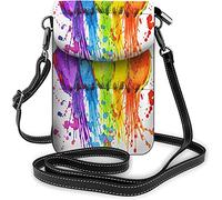 Funny Parrots Small Cell Phone Purse African Animals Wildlife Birds Crossbody Bag Women Wallet Purses Rainbow Green Yellow