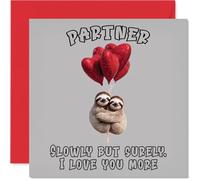 Funny Partner Anniversary Card - Slow Sloth Love - Cheeky Happy Anniversary Card for Partner from Boyfriend Girlfriend, 145mm Joke Humour Anniversaries Greeting Cards