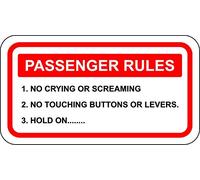 Funny passanger Rules Sticker - 150mm x 100mm